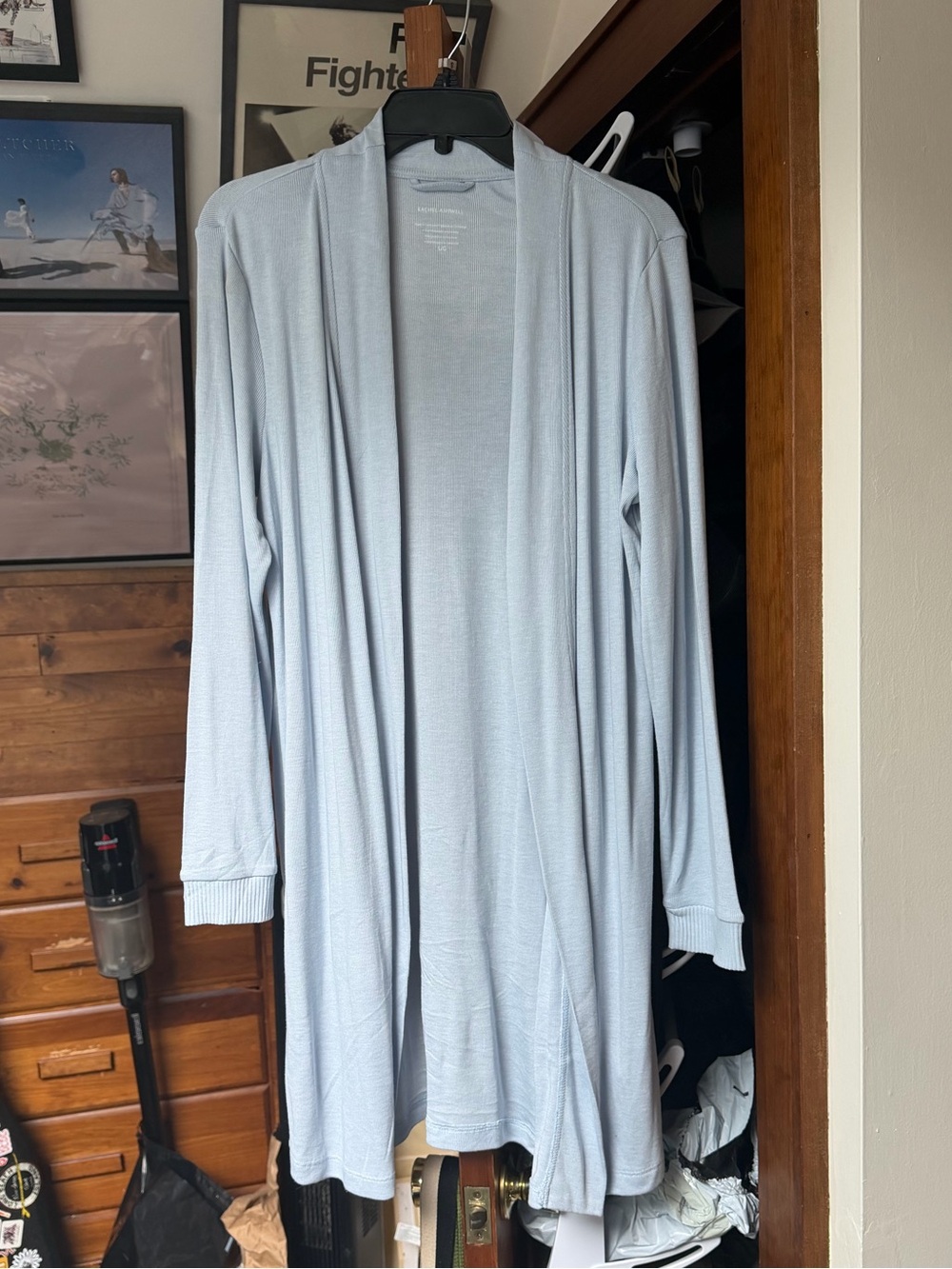 Light Blue Open Front Duster Cardigan